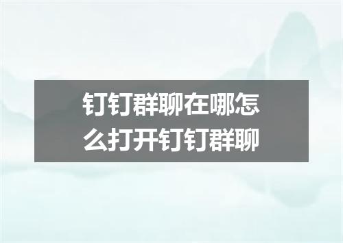 钉钉群聊在哪怎么打开钉钉群聊