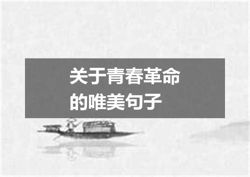 关于青春革命的唯美句子