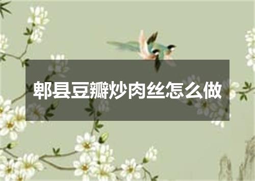 郫县豆瓣炒肉丝怎么做