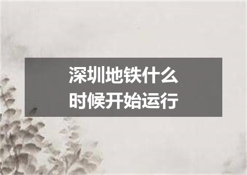 深圳地铁什么时候开始运行