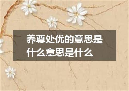 养尊处优的意思是什么意思是什么