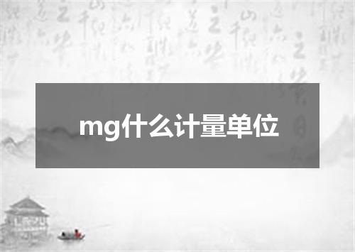 mg什么计量单位