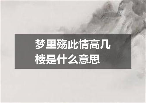 梦里殇此情高几楼是什么意思