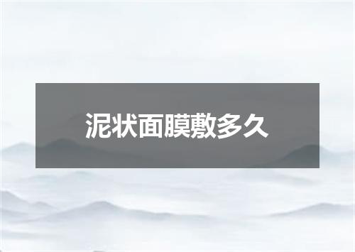 泥状面膜敷多久