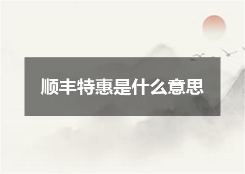 顺丰特惠是什么意思