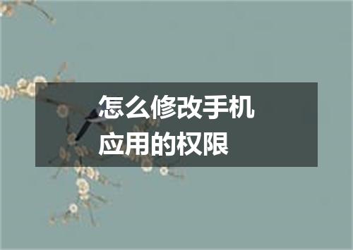 怎么修改手机应用的权限