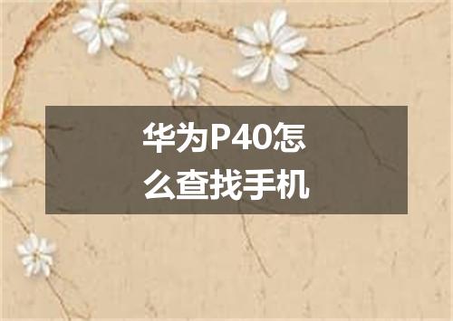 华为P40怎么查找手机