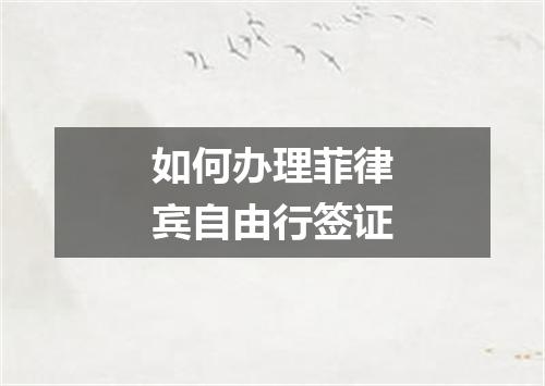 如何办理菲律宾自由行签证