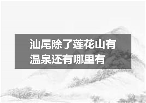 汕尾除了莲花山有温泉还有哪里有