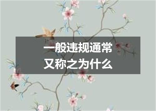 一般违规通常又称之为什么