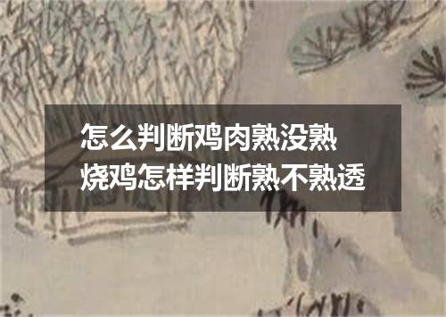怎么判断鸡肉熟没熟 烧鸡怎样判断熟不熟透