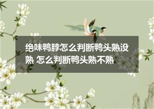 绝味鸭脖怎么判断鸭头熟没熟 怎么判断鸭头熟不熟