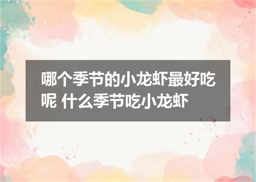 哪个季节的小龙虾最好吃呢 什么季节吃小龙虾