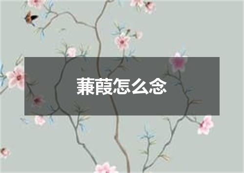 蒹葭怎么念