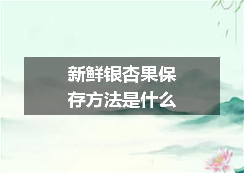 新鲜银杏果保存方法是什么