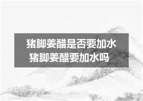 猪脚姜醋是否要加水 猪脚姜醋要加水吗