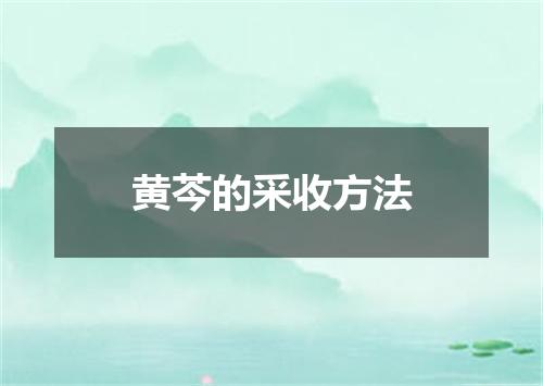 黄芩的采收方法