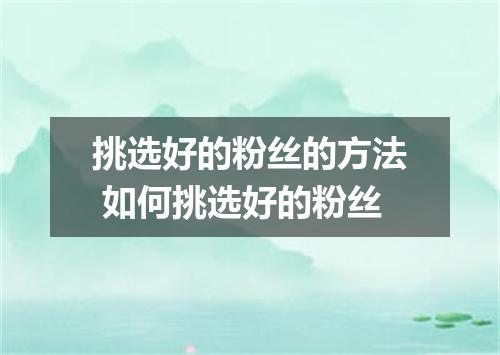 挑选好的粉丝的方法 如何挑选好的粉丝