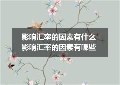 影响汇率的因素有什么 影响汇率的因素有哪些