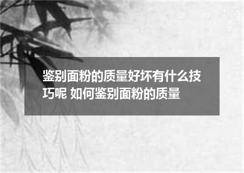 鉴别面粉的质量好坏有什么技巧呢 如何鉴别面粉的质量