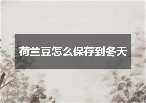 荷兰豆怎么保存到冬天