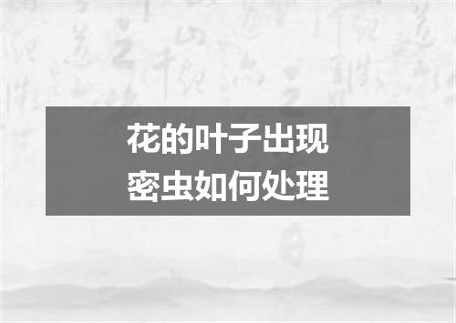 花的叶子出现密虫如何处理