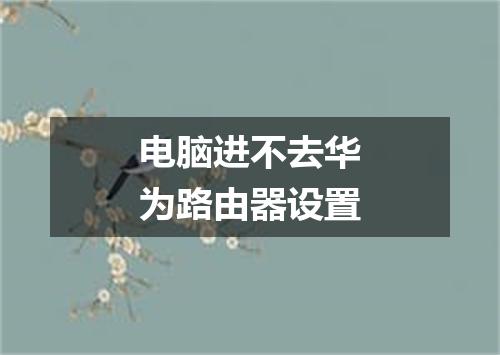 电脑进不去华为路由器设置