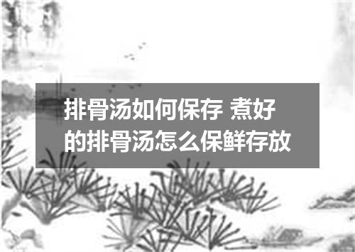 排骨汤如何保存 煮好的排骨汤怎么保鲜存放