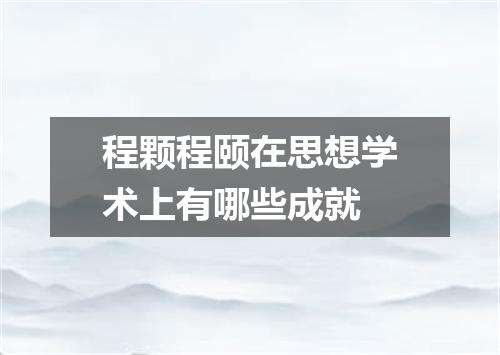 程颗程颐在思想学术上有哪些成就