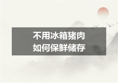 不用冰箱猪肉如何保鲜储存