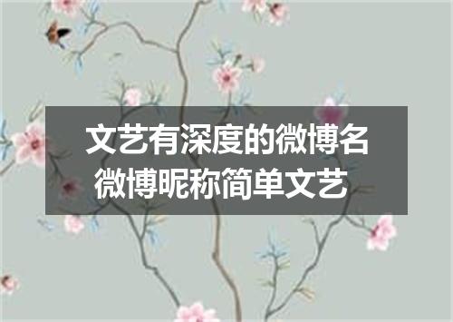 文艺有深度的微博名 微博昵称简单文艺