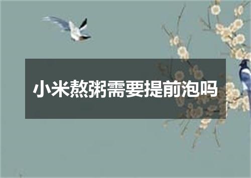 小米熬粥需要提前泡吗
