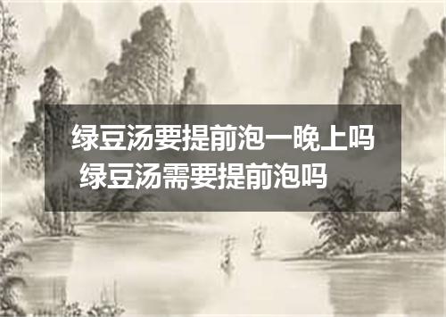 绿豆汤要提前泡一晚上吗 绿豆汤需要提前泡吗
