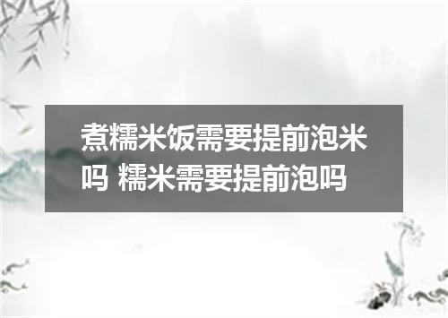 煮糯米饭需要提前泡米吗 糯米需要提前泡吗