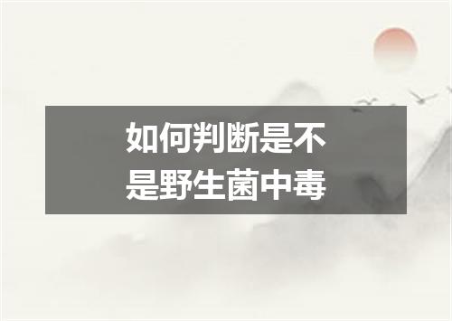 如何判断是不是野生菌中毒