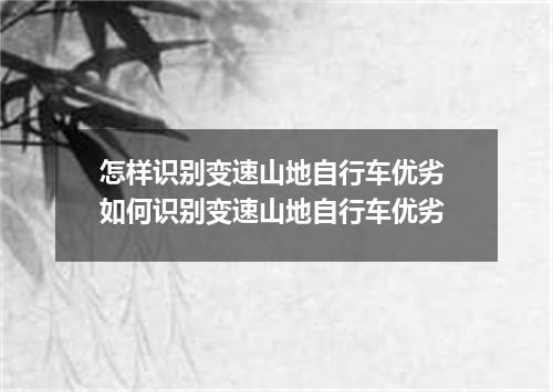 怎样识别变速山地自行车优劣 如何识别变速山地自行车优劣