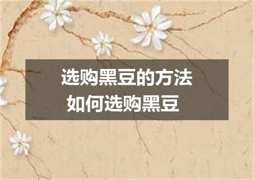 选购黑豆的方法 如何选购黑豆