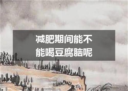 减肥期间能不能喝豆腐脑呢