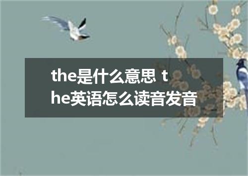 the是什么意思 the英语怎么读音发音