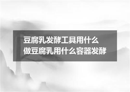 豆腐乳发酵工具用什么 做豆腐乳用什么容器发酵