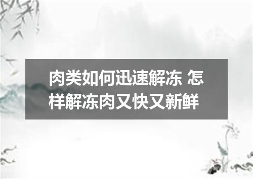 肉类如何迅速解冻 怎样解冻肉又快又新鲜