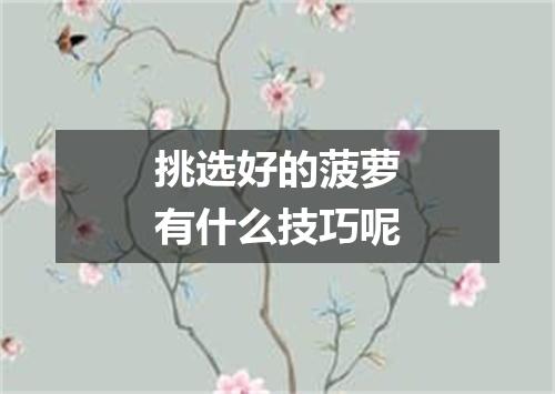 挑选好的菠萝有什么技巧呢