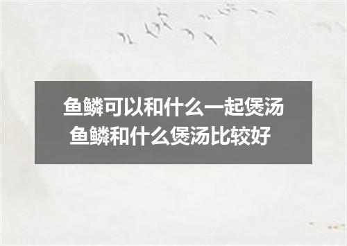 鱼鳞可以和什么一起煲汤 鱼鳞和什么煲汤比较好