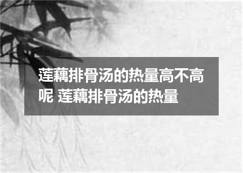 莲藕排骨汤的热量高不高呢 莲藕排骨汤的热量