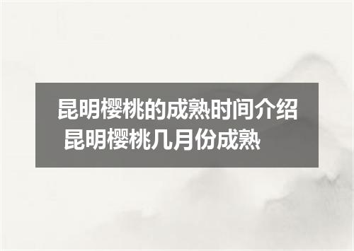昆明樱桃的成熟时间介绍 昆明樱桃几月份成熟