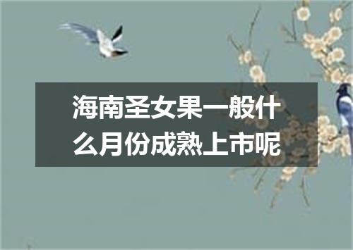 海南圣女果一般什么月份成熟上市呢