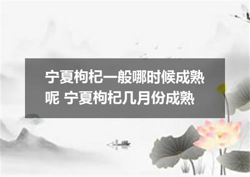 宁夏枸杞一般哪时候成熟呢 宁夏枸杞几月份成熟