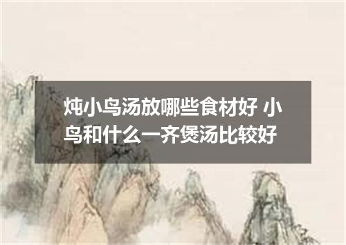 炖小鸟汤放哪些食材好 小鸟和什么一齐煲汤比较好