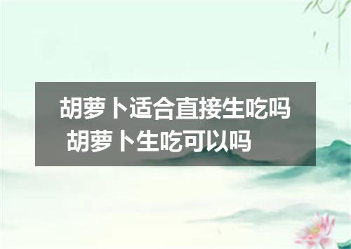 胡萝卜适合直接生吃吗 胡萝卜生吃可以吗