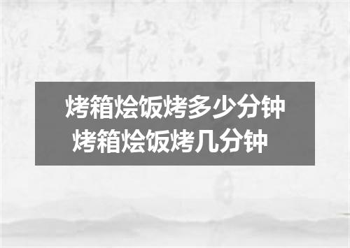 烤箱烩饭烤多少分钟 烤箱烩饭烤几分钟